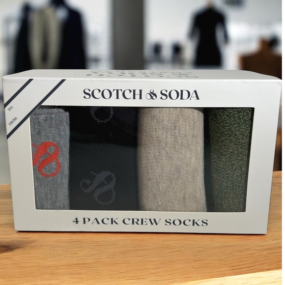 Scotch & Soda Amsterdam Men's Crew Socks 4-Pack One Size Assorted Colors - Picture 1 of 10